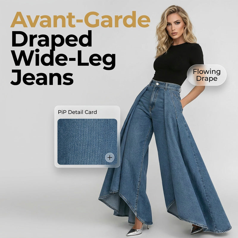 👖 Damen Hochtaillierte Weitbein-Jeans mit High-Low-Saum – moderner Look, figurschmeichelnd & vielseitig kombinierbar