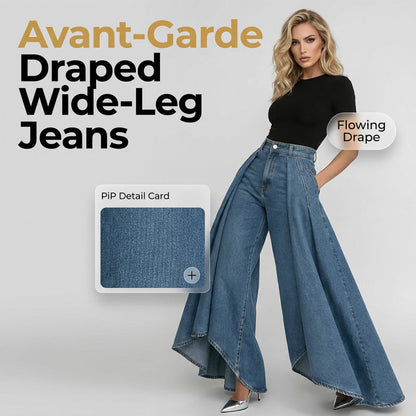 👖 Damen Hochtaillierte Weitbein-Jeans mit High-Low-Saum – moderner Look, figurschmeichelnd & vielseitig kombinierbar