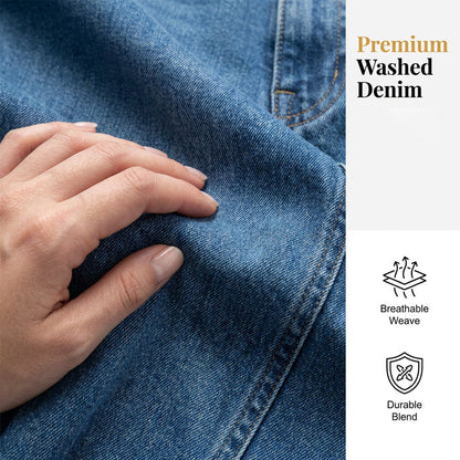 👖 Damen Hochtaillierte Weitbein-Jeans mit High-Low-Saum – moderner Look, figurschmeichelnd & vielseitig kombinierbar