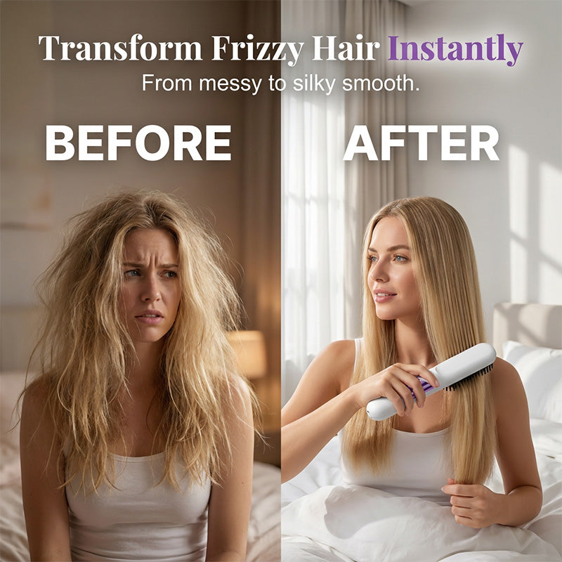 Cordless Ceramic Hair Straightener Brush