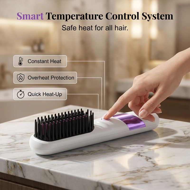 Cordless Ceramic Hair Straightener Brush