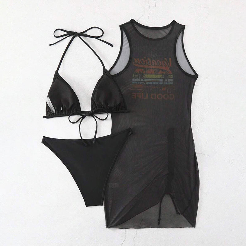 ☀️3-Piece Bikini Set with Graphic Cover-Up👙Summer Style, Comfort & Confidence – All In One!🌴