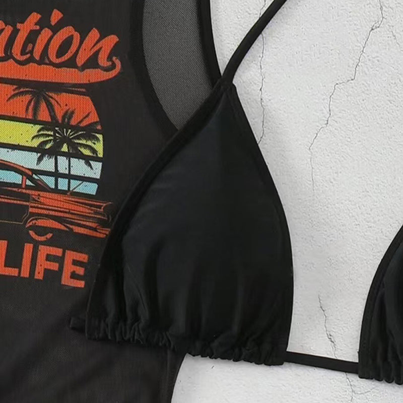 ☀️3-Piece Bikini Set with Graphic Cover-Up👙Summer Style, Comfort & Confidence – All In One!🌴
