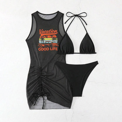 ☀️3-Piece Bikini Set with Graphic Cover-Up👙Summer Style, Comfort & Confidence – All In One!🌴