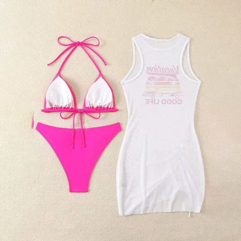 ☀️3-Piece Bikini Set with Graphic Cover-Up👙Summer Style, Comfort & Confidence – All In One!🌴