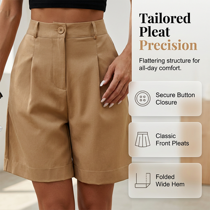 Women's High-Waist Pleated Shorts