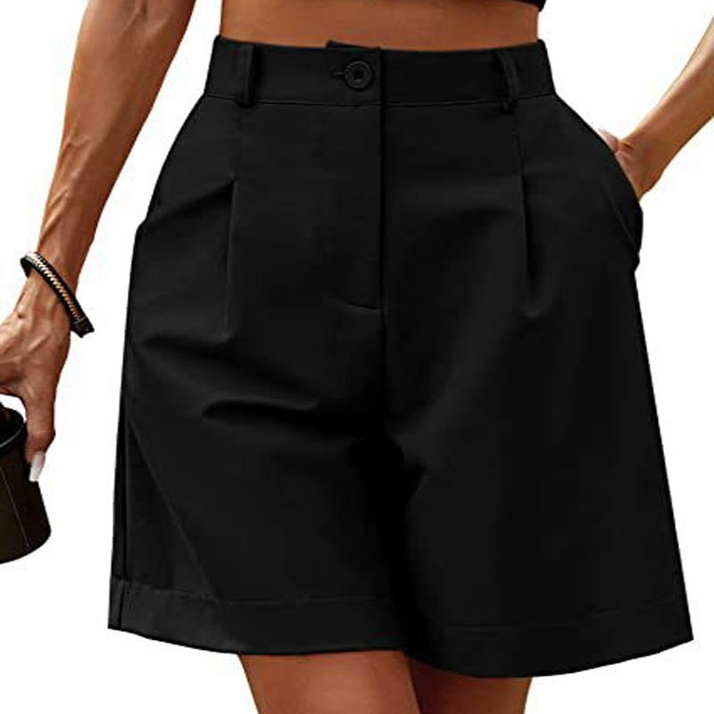 Women's High-Waist Pleated Shorts