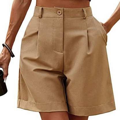 Women's High-Waist Pleated Shorts
