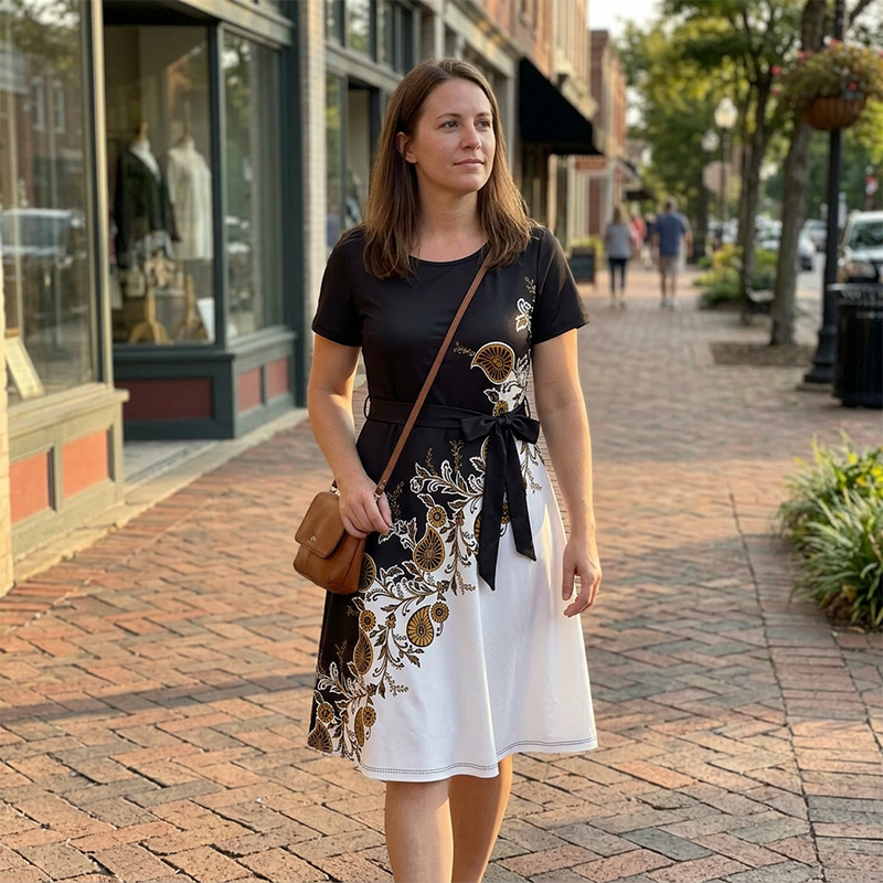 🔥 A-Linien-Kleid für Damen mit Blumenmuster – figurschmeichelnd, romantisch & vielseitig – perfekt für jeden Anlass