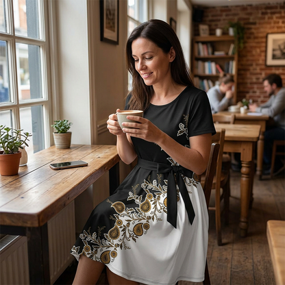 🔥 A-Linien-Kleid für Damen mit Blumenmuster – figurschmeichelnd, romantisch & vielseitig – perfekt für jeden Anlass