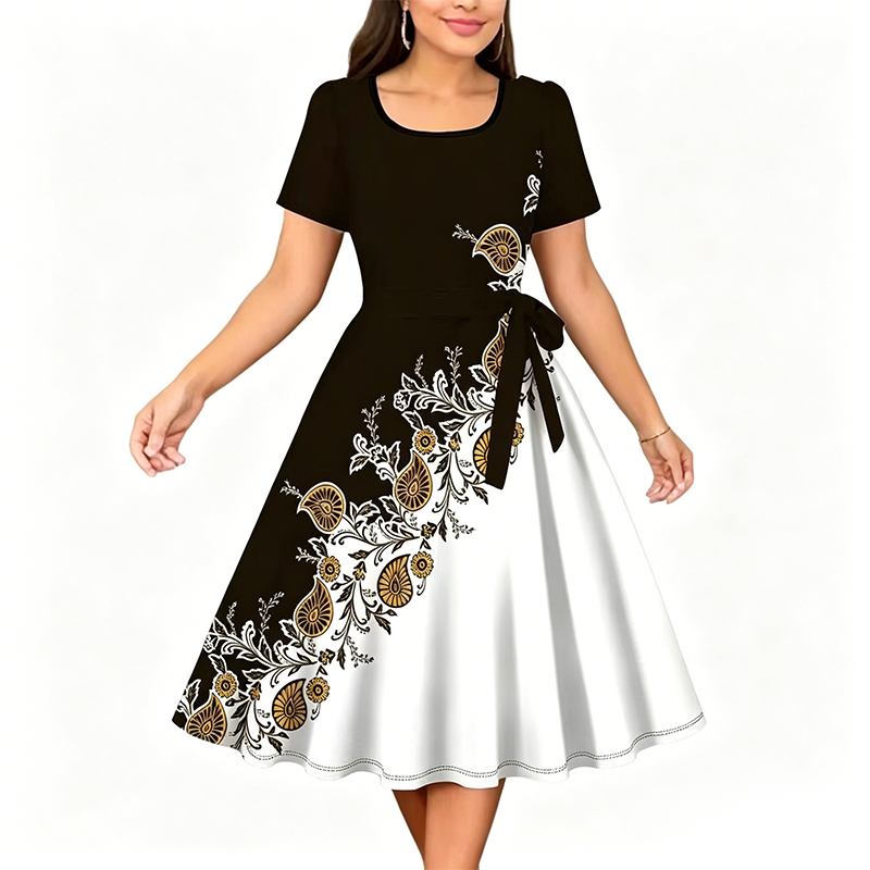 🔥 A-Linien-Kleid für Damen mit Blumenmuster – figurschmeichelnd, romantisch & vielseitig – perfekt für jeden Anlass