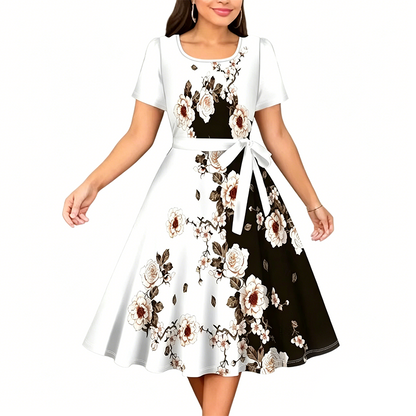 🔥 A-Linien-Kleid für Damen mit Blumenmuster – figurschmeichelnd, romantisch & vielseitig – perfekt für jeden Anlass