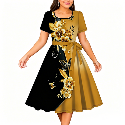 🔥 A-Linien-Kleid für Damen mit Blumenmuster – figurschmeichelnd, romantisch & vielseitig – perfekt für jeden Anlass