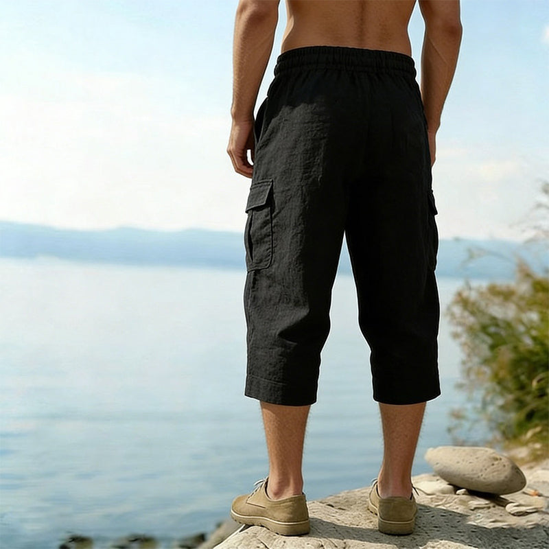 👖 Herren Leinen-Mischung Cargo Caprihosen – luftig, bequem & vielseitig – perfekt für Freizeit, Reisen & Alltag