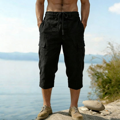 👖 Herren Leinen-Mischung Cargo Caprihosen – luftig, bequem & vielseitig – perfekt für Freizeit, Reisen & Alltag