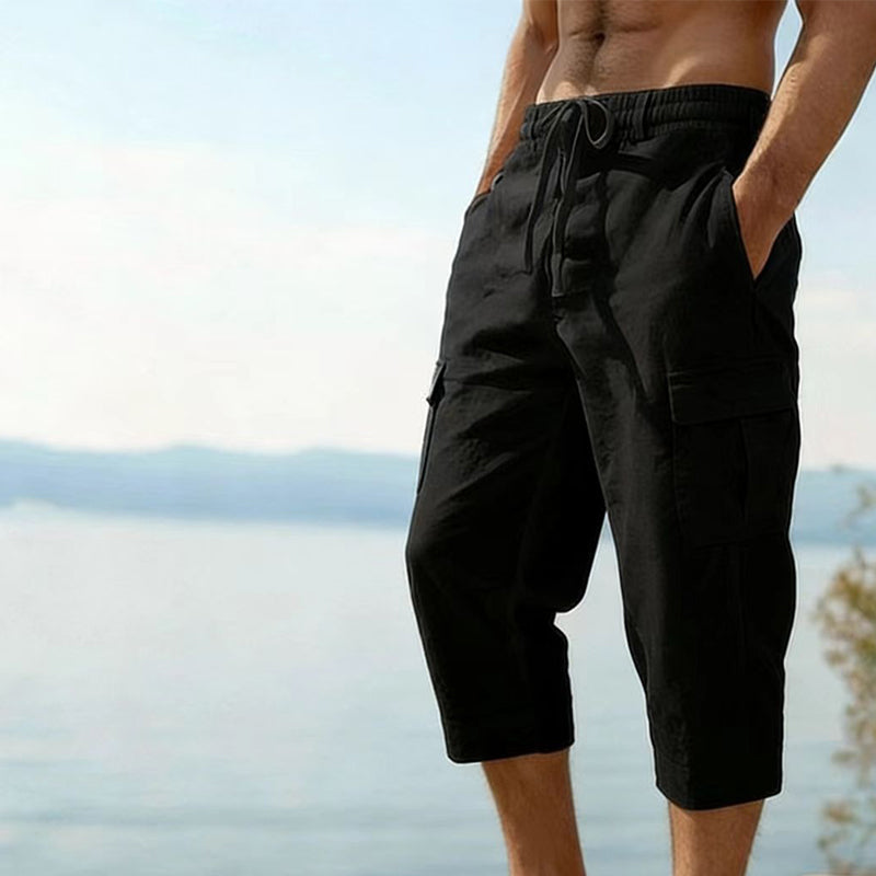 👖 Herren Leinen-Mischung Cargo Caprihosen – luftig, bequem & vielseitig – perfekt für Freizeit, Reisen & Alltag