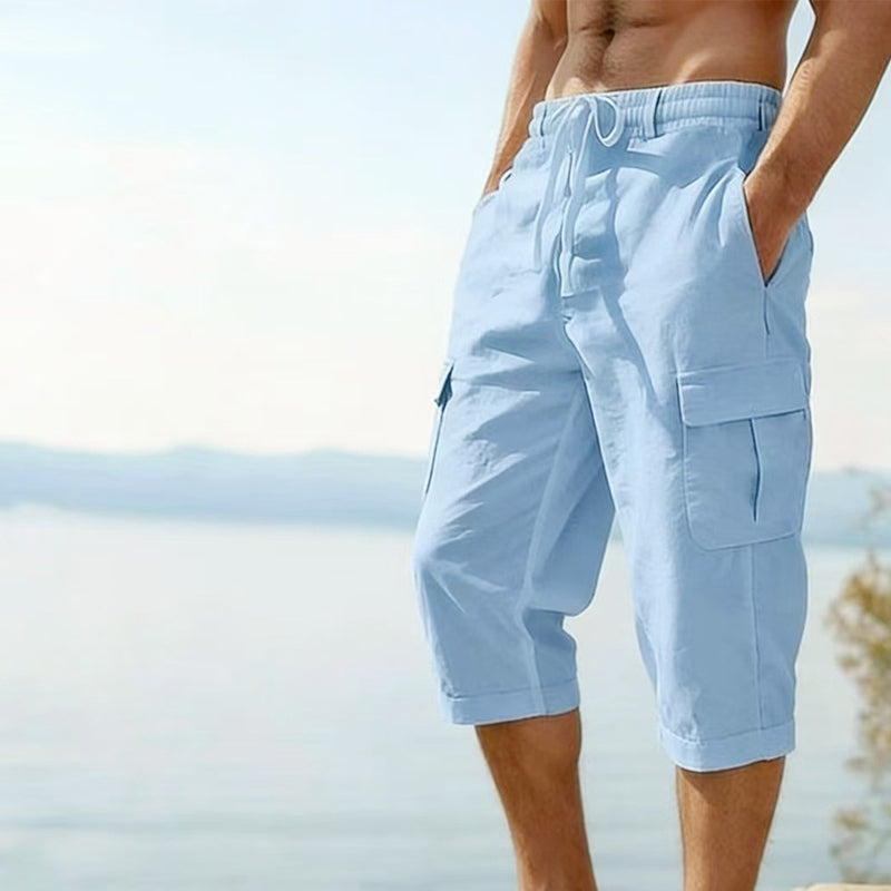 👖 Herren Leinen-Mischung Cargo Caprihosen – luftig, bequem & vielseitig – perfekt für Freizeit, Reisen & Alltag