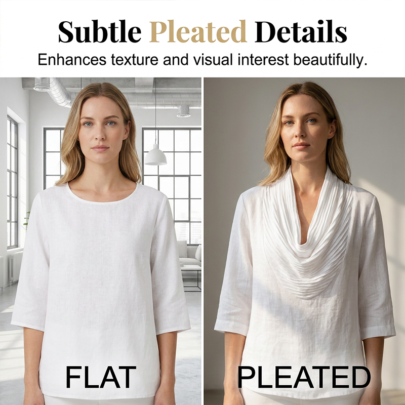 👚 Damen Drapierungskragen 3/4-Arm Faltenbluse – eleganter Look, figurschmeichelnd & perfekt für Büro, Alltag & besondere Anlässe