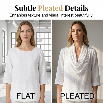 👚 Damen Drapierungskragen 3/4-Arm Faltenbluse – eleganter Look, figurschmeichelnd & perfekt für Büro, Alltag & besondere Anlässe