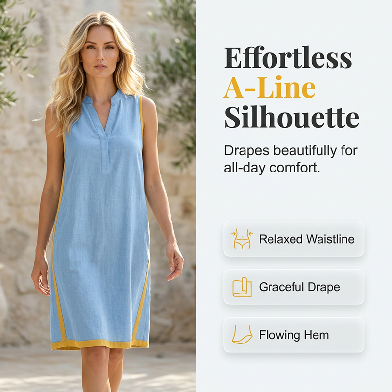 ✨ Tunika-Kleid mit V-Ausschnitt & lockerer Passform – figurschmeichelnd, knitterarm & einfach anzuziehen