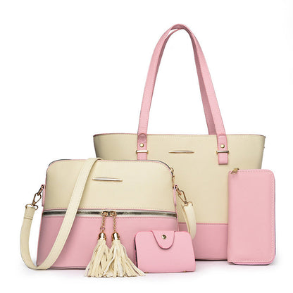 👜 4-in-1 Color-Block Tote Bag Set – das Handtaschen-Set, das jede Frau braucht – vielseitig, stylisch & perfekt für Alltag, Büro & Reisen
