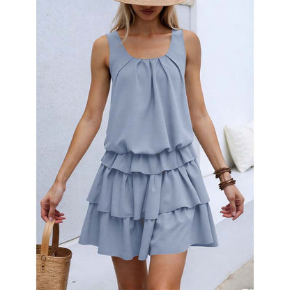 ✨ Sommerkleid mit Rüschenstufen & U-Ausschnitt – figurschmeichelnd, knitterarm & leicht zu kombinieren