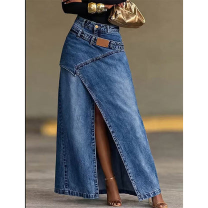 🔥 NEU + 50% RABATT + 50.000+ verkauft 🔥✨Damen Denim-Maxirock mit mehrlagiger Taille