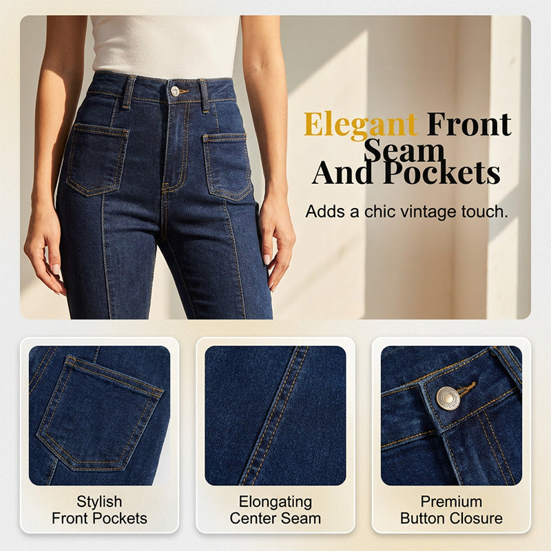✨👖 Modische Capri-Jeans mit hoher Taille & ausgestellter Form | Bequem & schlank machend