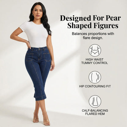 ✨👖 Modische Capri-Jeans mit hoher Taille & ausgestellter Form | Bequem & schlank machend