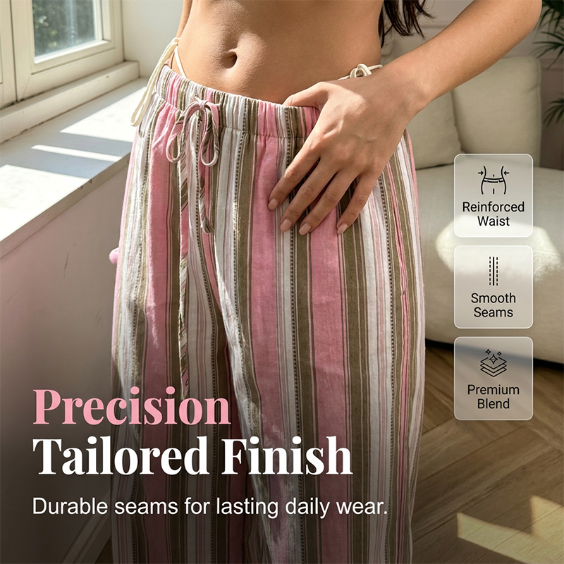 👖 Modische Streifen-Weithose für Damen | Verstellbarer Kordelbund, locker & figurschmeichelnd