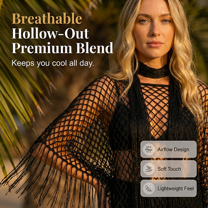 🏆💐 50% Rabatt! Letzter Tag! Sommer-Strick-Poncho mit Fransen – Leicht, Luftdurchlässig & Vielseitig für Strand & Freizeit