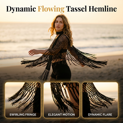 🏆💐 50% Rabatt! Letzter Tag! Sommer-Strick-Poncho mit Fransen – Leicht, Luftdurchlässig & Vielseitig für Strand & Freizeit