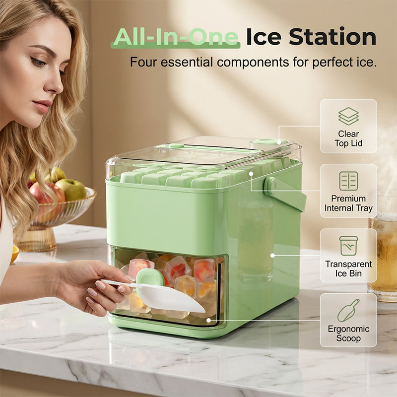 🥳HEISSER SALE 2026🥳💞50.000+ VERKAUFT!👵❤️ 50 % RABATT!  Eiswürfelbereiter mit Auffangbehälter (Pressmechanismus)