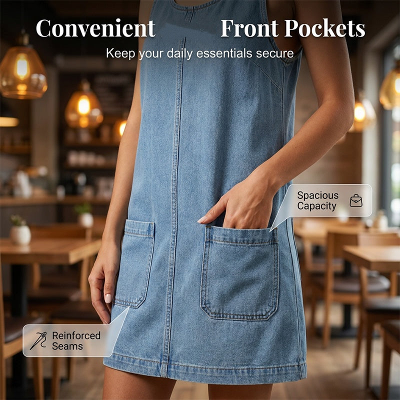 🔥 NEU + 50% RABATT + 50.000+ verkauft ⌛Neue Angebote-Lässiges Jeans-Trägerkleid für Damen