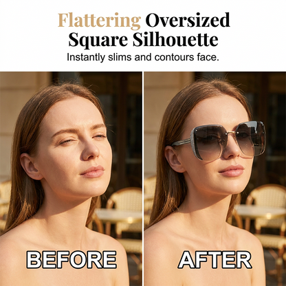 🕶️✨ 50% RABATT! Randlose quadratische Oversize-Sonnenbrille – Leicht, modern & UV400 – Perfekt für Damen & Herren, Strand, Stadt & Festival-Look 🌞