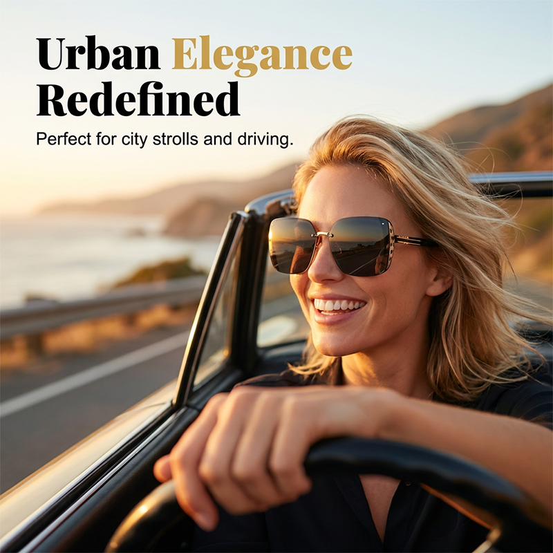 🕶️✨ 50% RABATT! Randlose quadratische Oversize-Sonnenbrille – Leicht, modern & UV400 – Perfekt für Damen & Herren, Strand, Stadt & Festival-Look 🌞