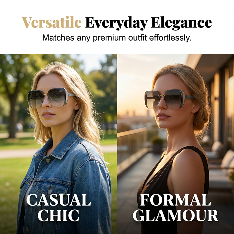 🕶️✨ 50% RABATT! Randlose quadratische Oversize-Sonnenbrille – Leicht, modern & UV400 – Perfekt für Damen & Herren, Strand, Stadt & Festival-Look 🌞