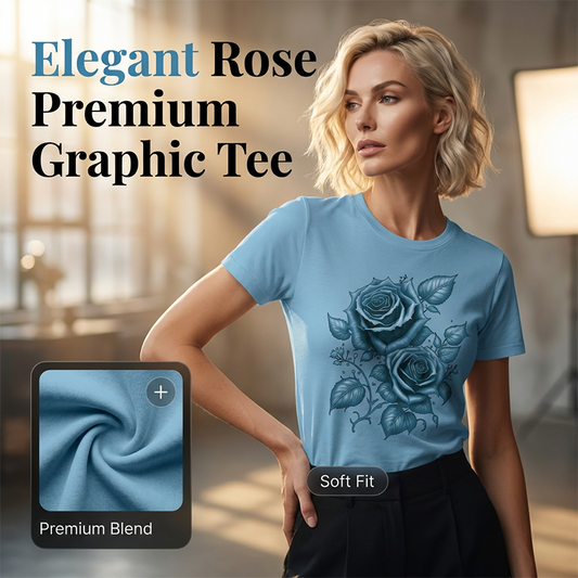 🌹 Elegantes Damen-T-Shirt mit Rosen-Print – feminin, luftig & vielseitig – perfekt für Alltag, Büro & Freizeit