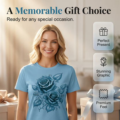 🌹 Elegantes Damen-T-Shirt mit Rosen-Print – feminin, luftig & vielseitig – perfekt für Alltag, Büro & Freizeit