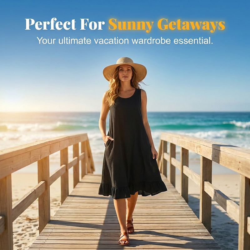 👗 Damen lässiges ärmelloses Rüschenkleid – luftig, feminin & vielseitig – perfekt für Alltag, Strand & Freizeit