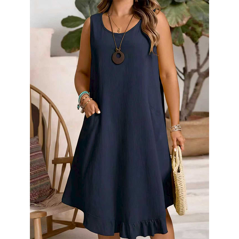 👗 Damen lässiges ärmelloses Rüschenkleid – luftig, feminin & vielseitig – perfekt für Alltag, Strand & Freizeit