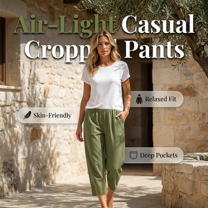 ✨ Cropped-Hose mit lockeren Schnitt & elastischem Bund – figurschmeichelnd, knitterarm & leicht zu kombinieren – zu Sneakern, Sandalen oder Ballerinas