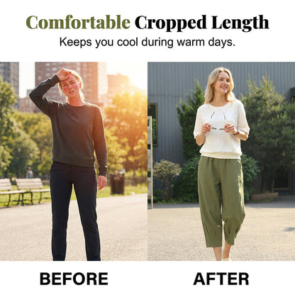 ✨ Cropped-Hose mit lockeren Schnitt & elastischem Bund – figurschmeichelnd, knitterarm & leicht zu kombinieren – zu Sneakern, Sandalen oder Ballerinas