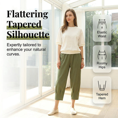 ✨ Cropped-Hose mit lockeren Schnitt & elastischem Bund – figurschmeichelnd, knitterarm & leicht zu kombinieren – zu Sneakern, Sandalen oder Ballerinas