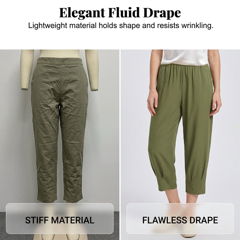 ✨ Cropped-Hose mit lockeren Schnitt & elastischem Bund – figurschmeichelnd, knitterarm & leicht zu kombinieren – zu Sneakern, Sandalen oder Ballerinas