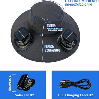 🧢 Sonnenhut mit breiter Krempe, solarbetriebenem Ventilator & abnehmbarem Gesichtsschutz – kühler Kopf, freie Hände – perfekt für Outdoor, Garten & Reisen