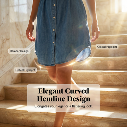 ✨ Jeanshemd-Kleid mit Kordelzug – bequem, knitterarm & leicht zu kombinieren – zu Sneakern, Sandalen oder Stiefeln