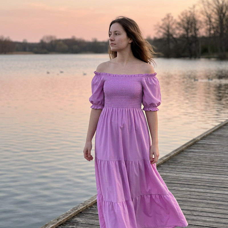 ✨Women's Elegant Smocked Maxi Dress – figurschmeichelnd, luftig & vielseitig – perfekt für Alltag, Strand & besondere Anlässe