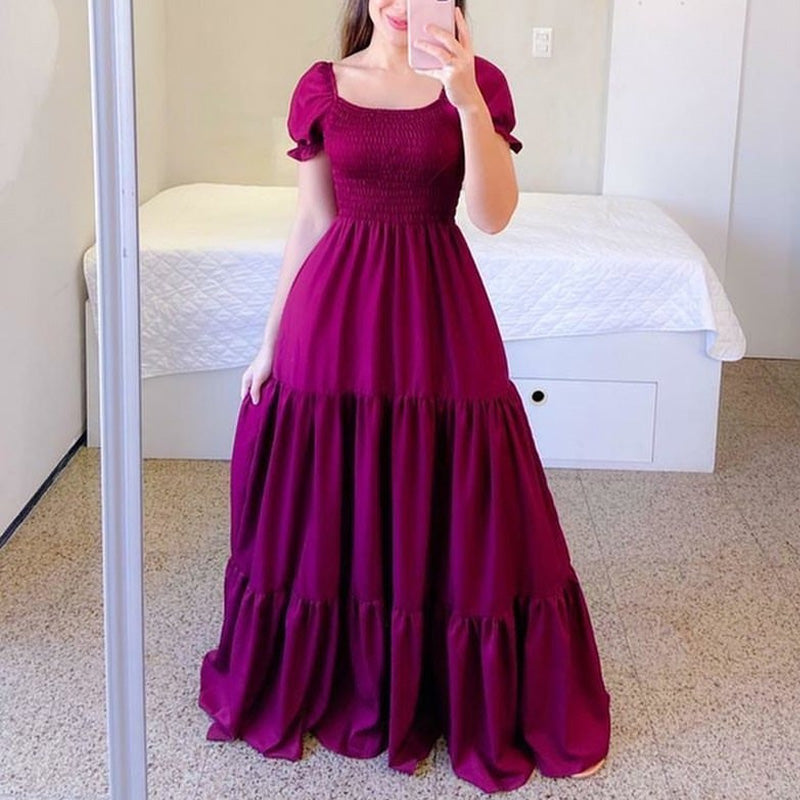 ✨Women's Elegant Smocked Maxi Dress – figurschmeichelnd, luftig & vielseitig – perfekt für Alltag, Strand & besondere Anlässe