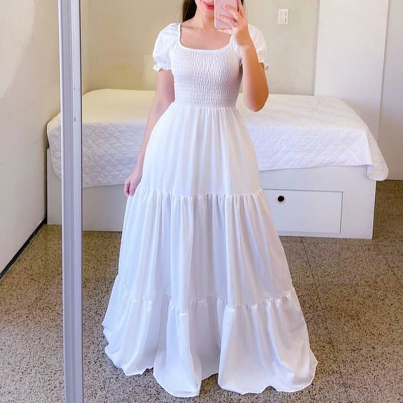 ✨Women's Elegant Smocked Maxi Dress – figurschmeichelnd, luftig & vielseitig – perfekt für Alltag, Strand & besondere Anlässe